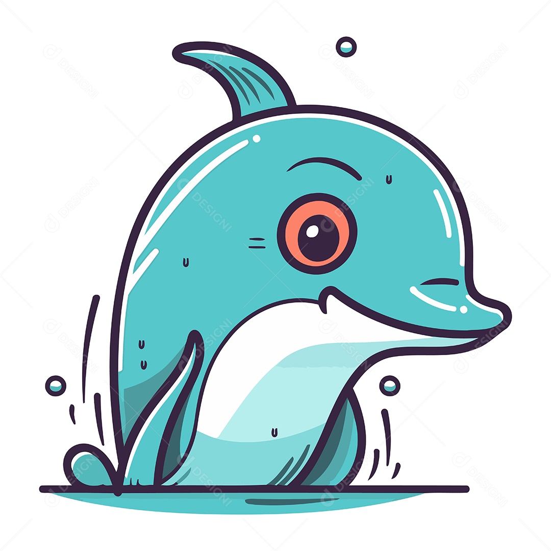 Golfinho de Desenho Animado Ilustração Vetor EPS