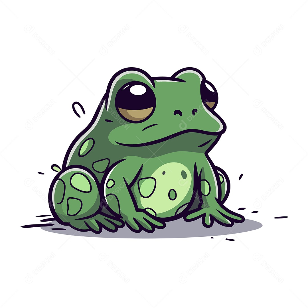 Sapo Fofo de Desenho Animado Ilustração Vetor EPS