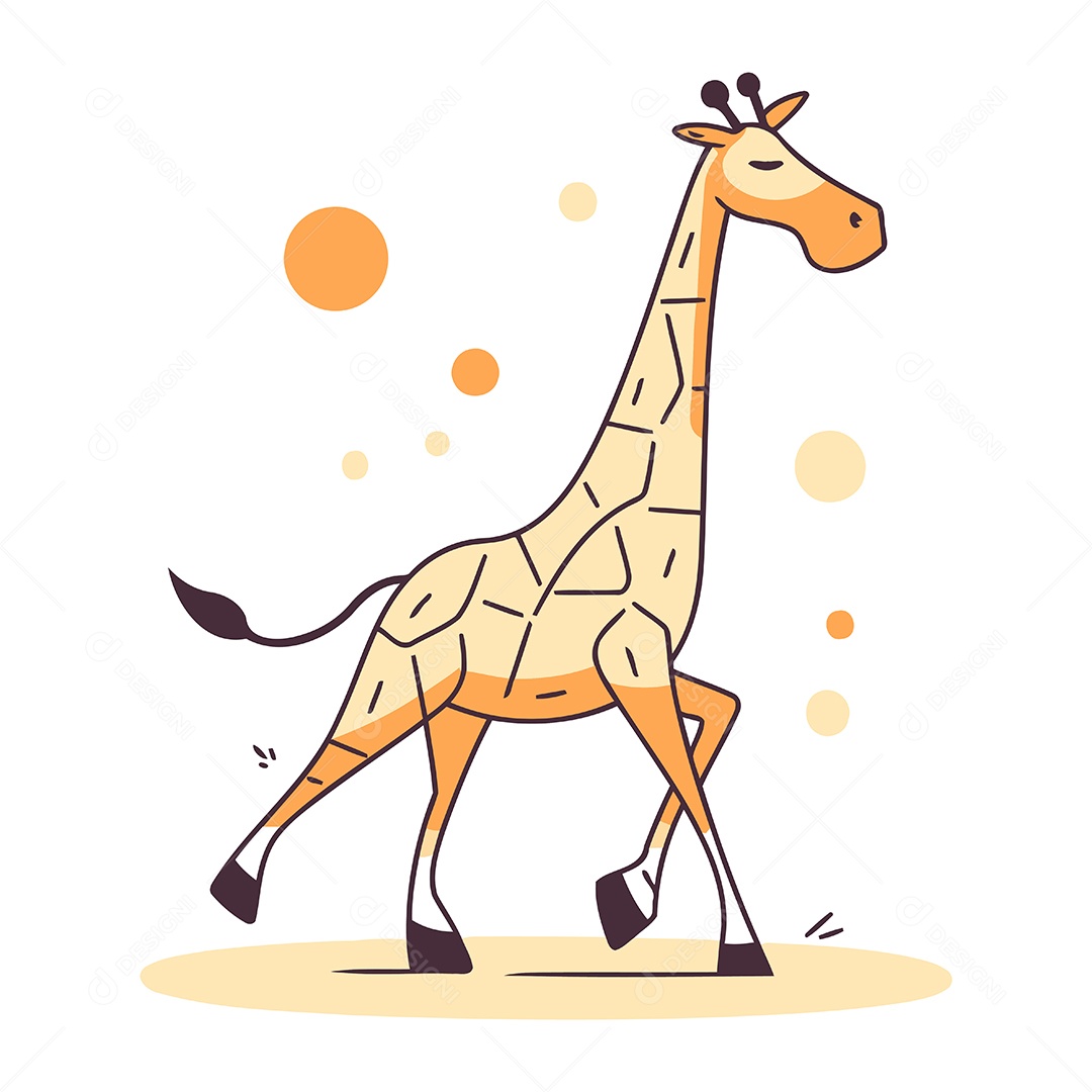 Girafa de Desenho Animado Ilustração Vetor EPS
