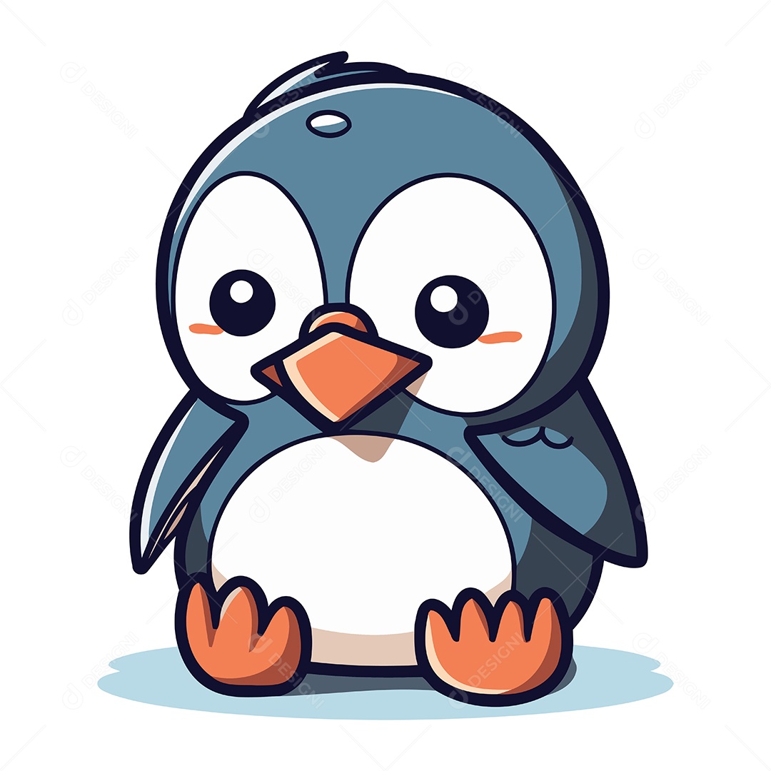 Pinguim Fofo de Desenho Animado Ilustração Vetor EPS