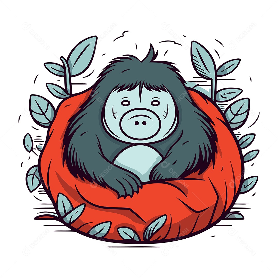 Gorila de Desenho Animado Ilustração Vetor EPS