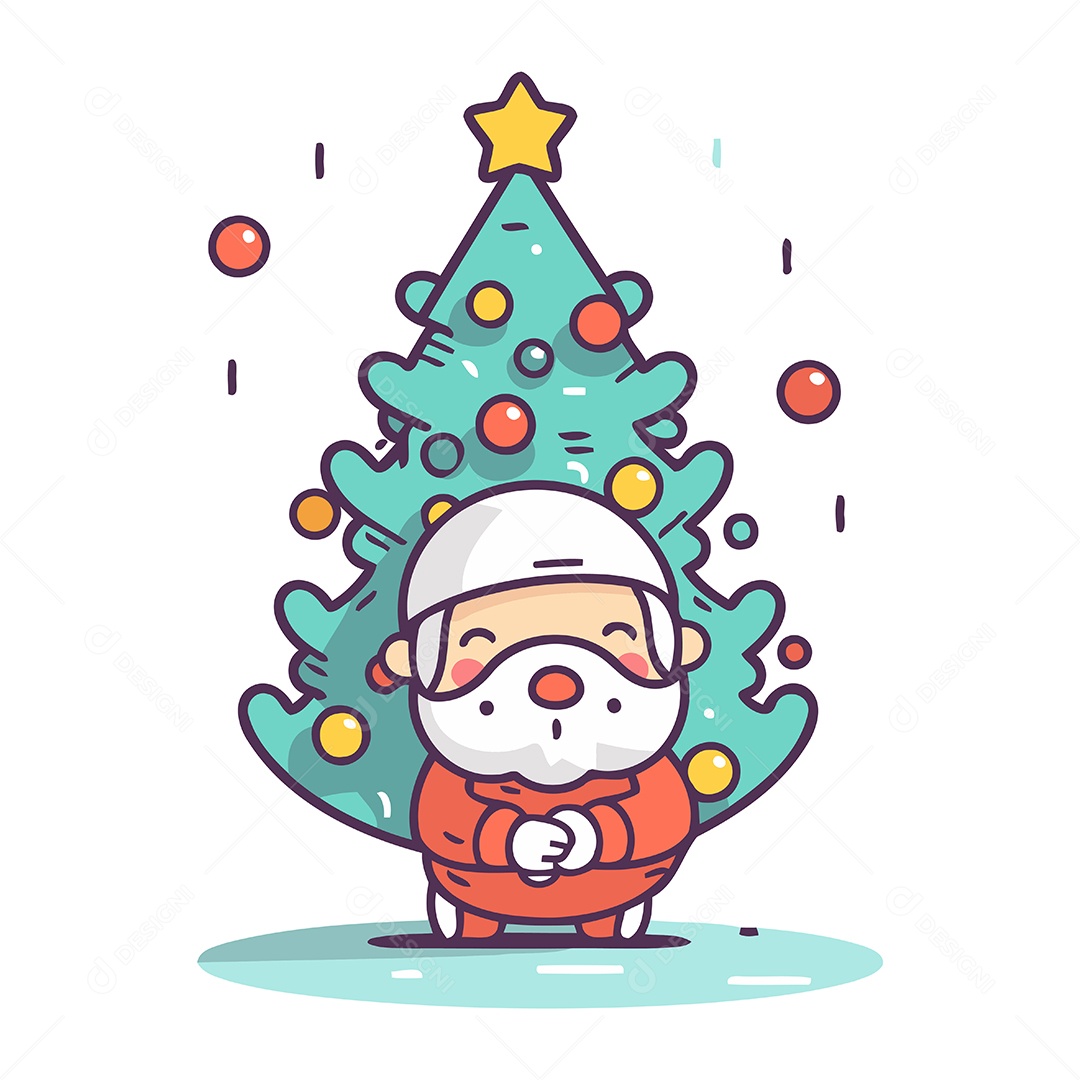 Papai Noel e Árvore de Natal Ilustração Vetor EPS