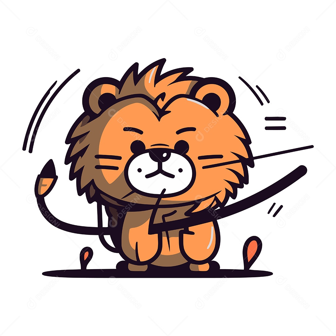 Leão de Desenho Animado Ilustração Vetor EPS