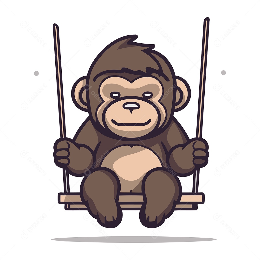 Macaco Sentado em Um Balanço Ilustração Vetor EPS