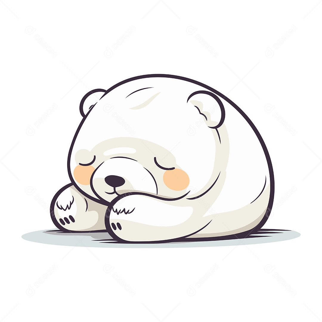 Urso Polar de Desenho Animado Dormindo Ilustração Vetor EPS