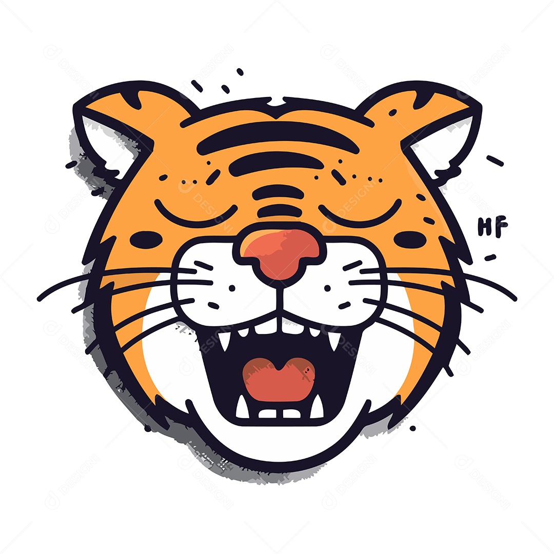 Cabeça de Tigre Desenho Animado Ilustração Vetor EPS