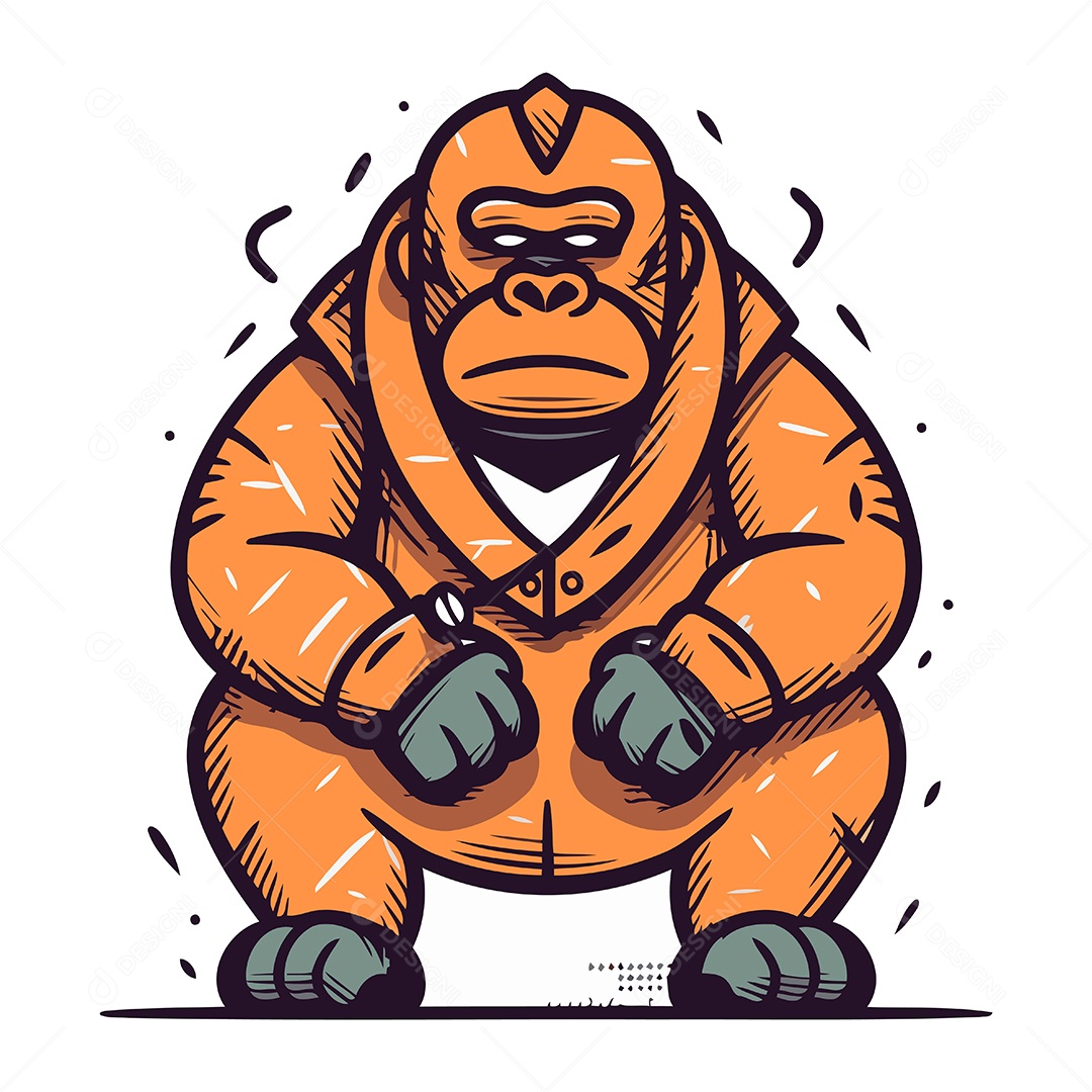 Gorila de Desenho Animado Ilustração Vetor EPS