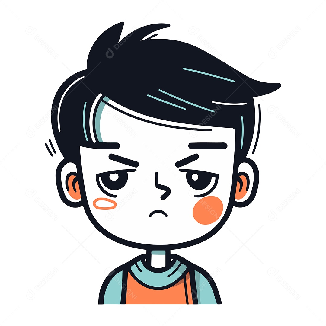 Menino Zangado de Desenho Animado Ilustração Vetor EPS