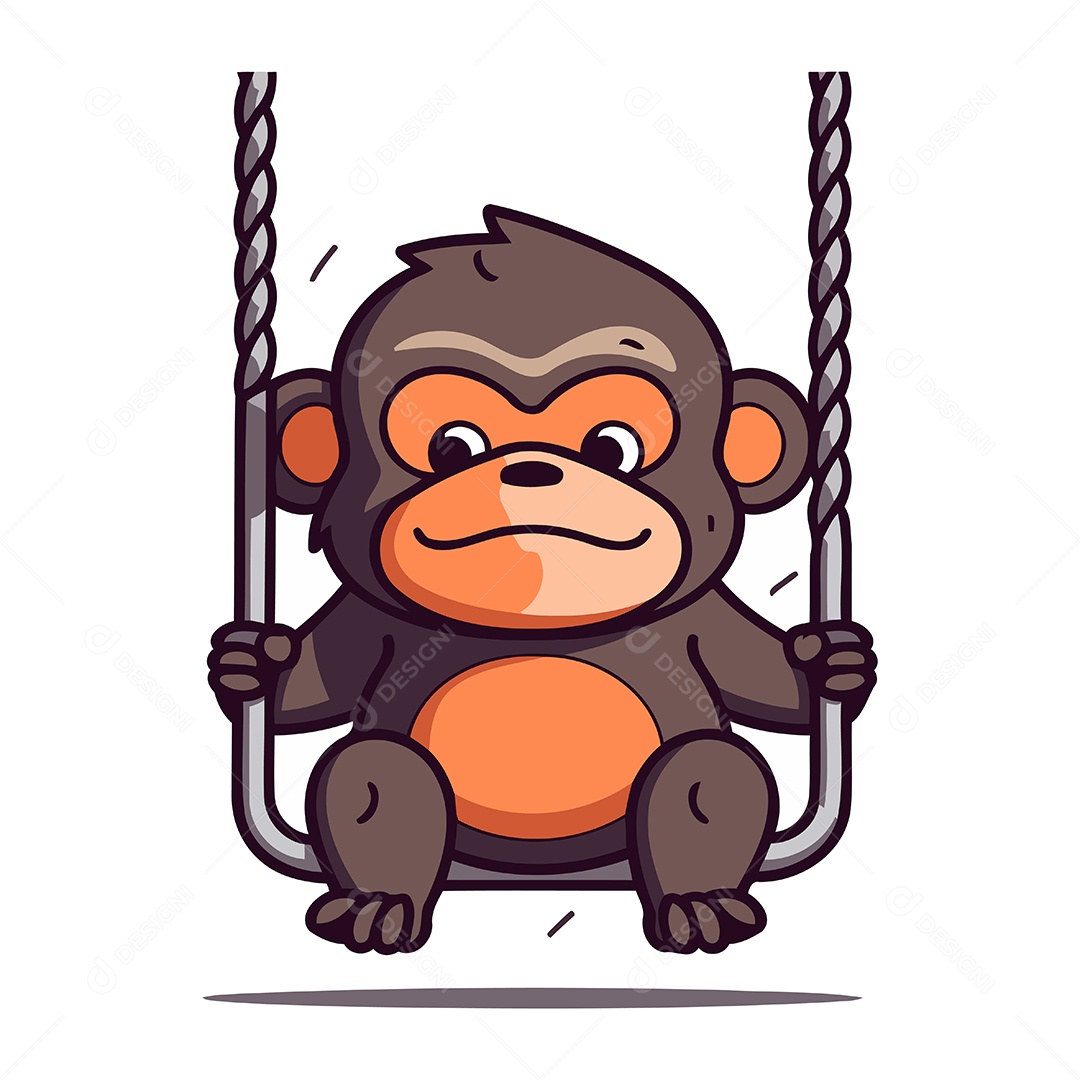 Macaco Balançando em Um Balanço Ilustração Vetor EPS