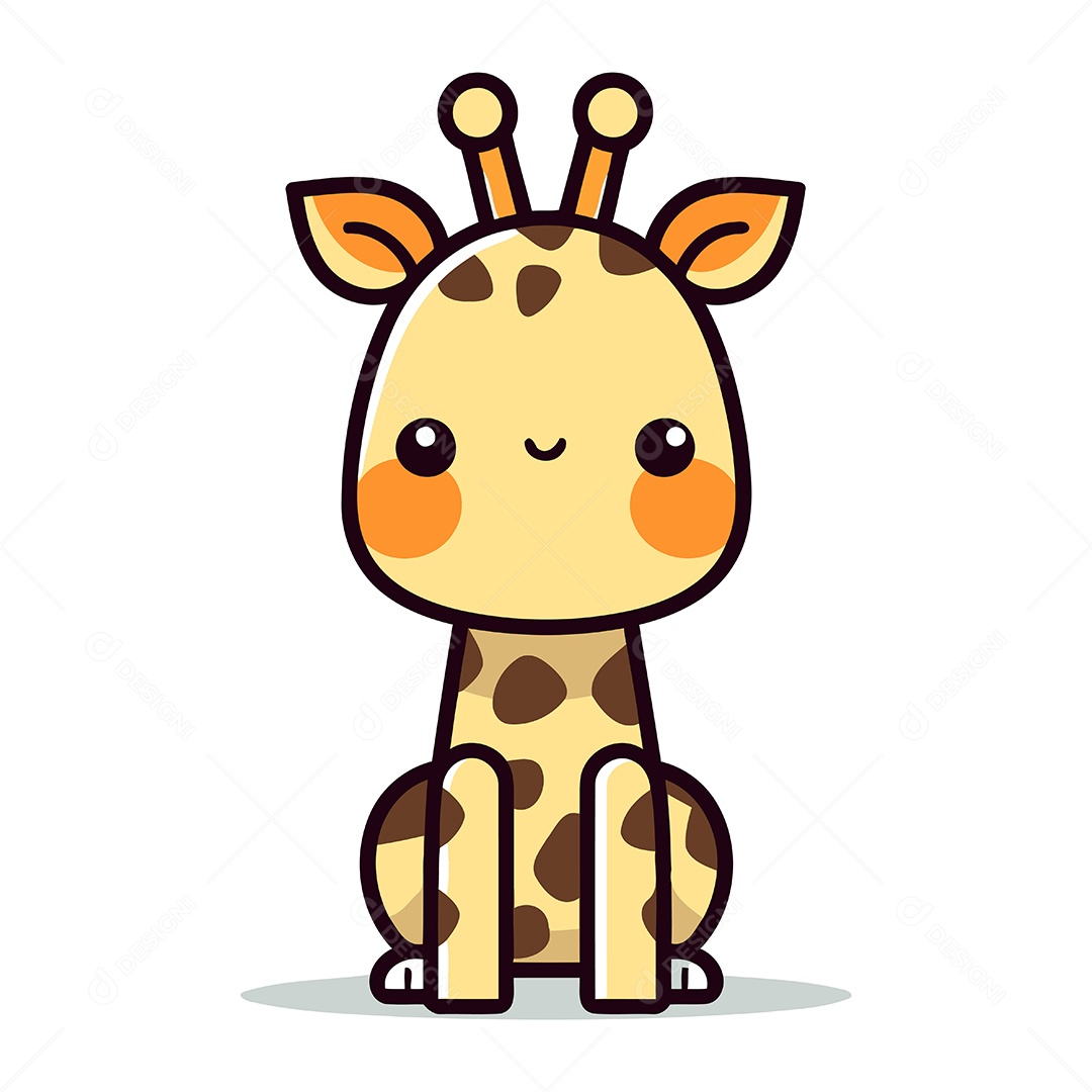 Girafa Fofa de Desenho Animado Ilustração Vetor EPS
