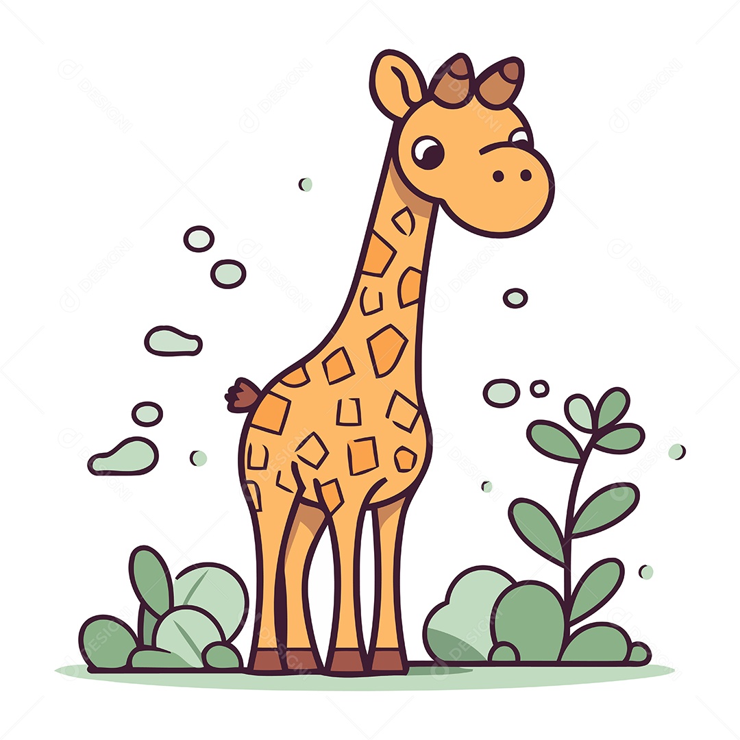 Girafa de Desenho Animado Ilustração Vetor EPS