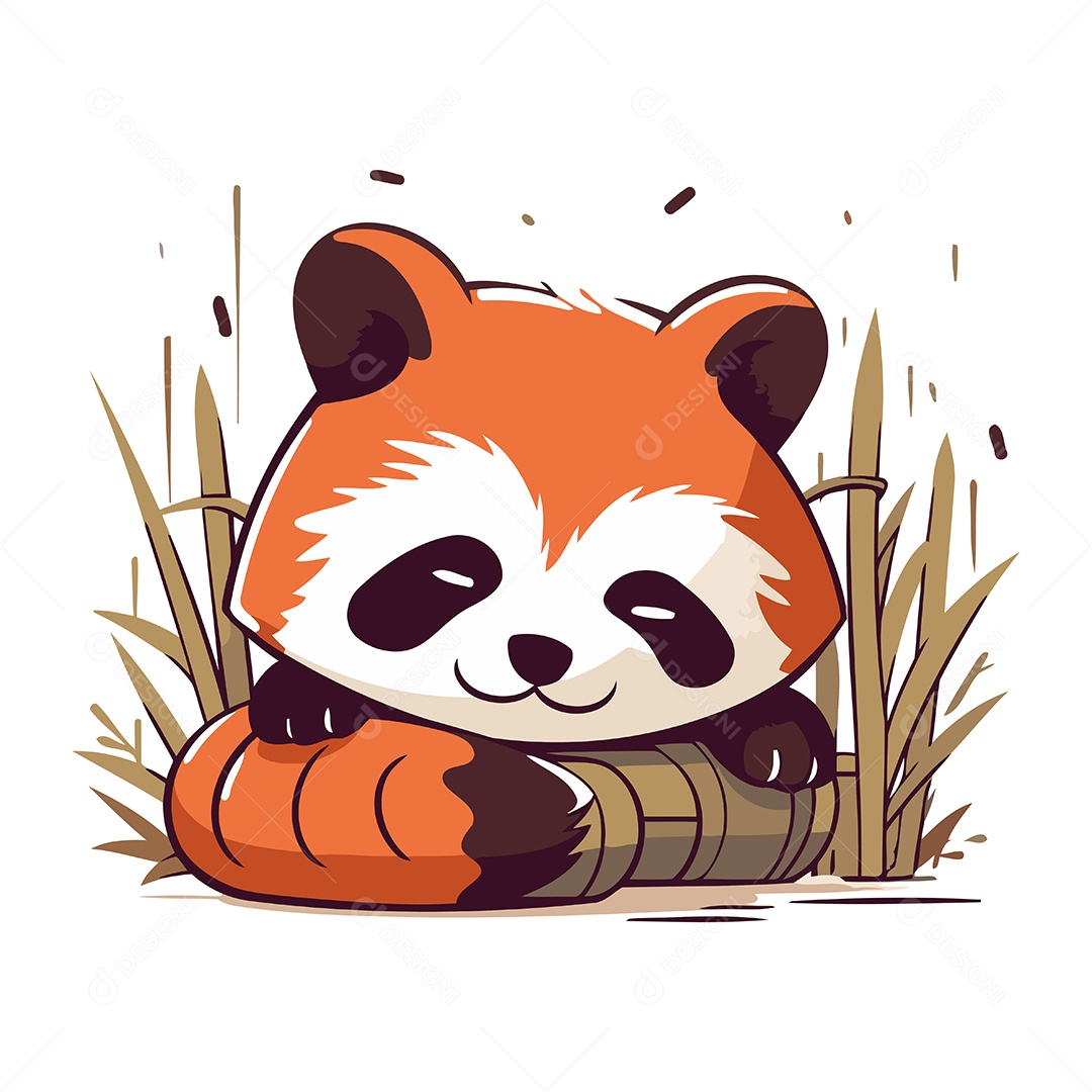 Panda Vermelho de Desenho Animado Ilustração Vetor EPS
