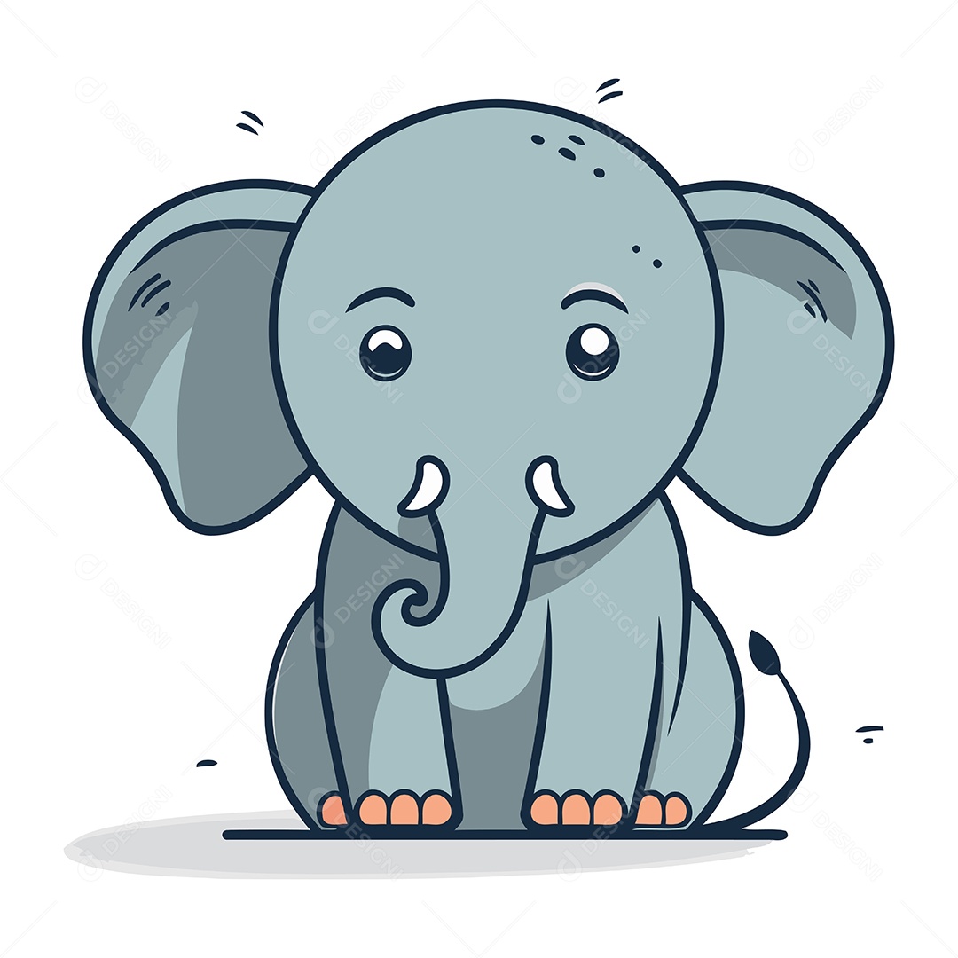 Elefante de Desenho Animado Ilustração Vetor EPS