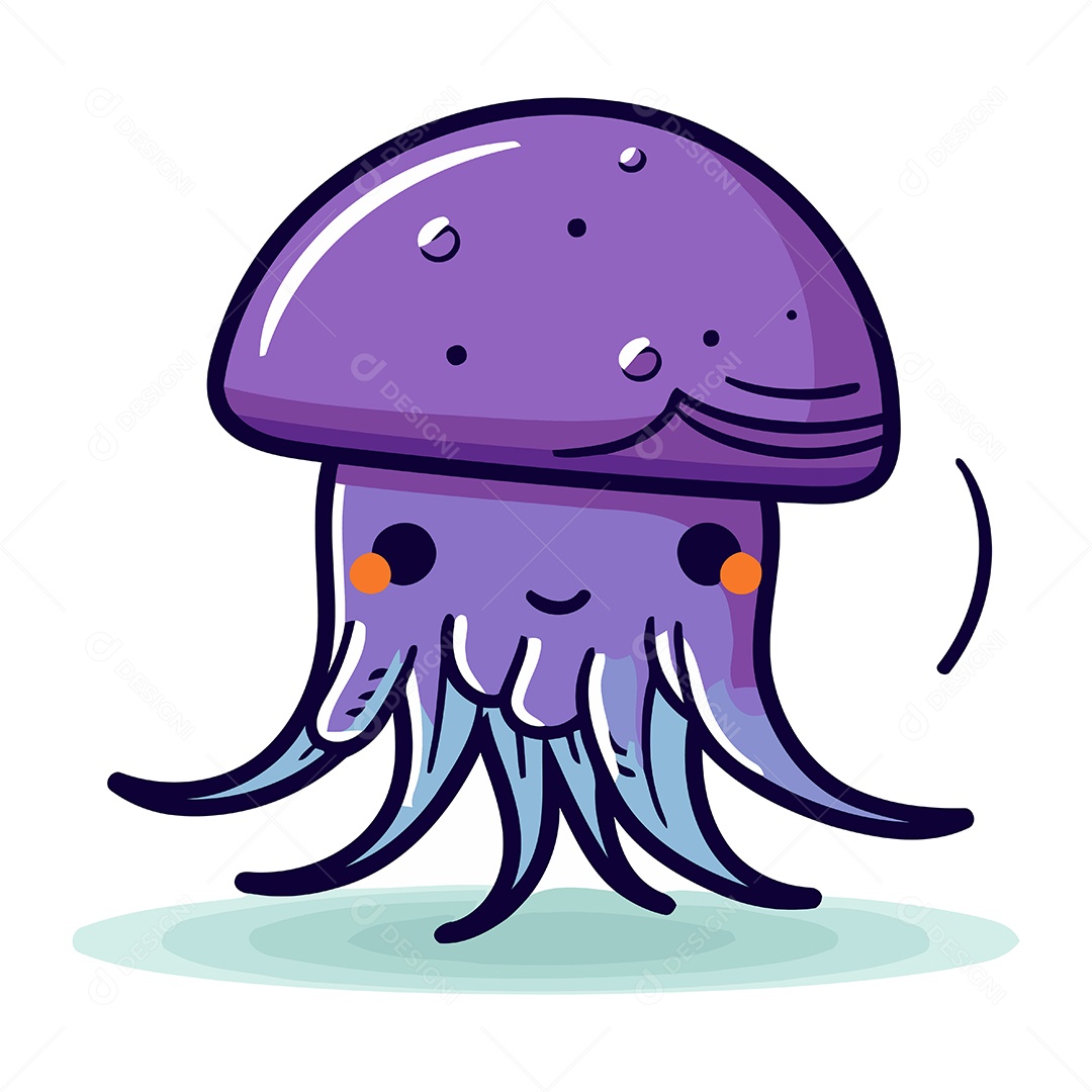 Água Viva de Desenho Animado Ilustração Vetor EPS