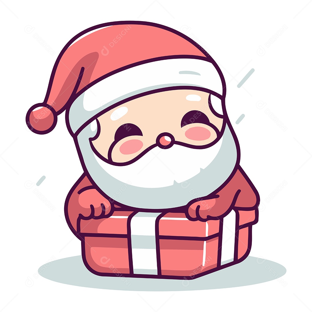 Papai Noel Segurando uma Caixa de Presente Ilustração Vetor EPS