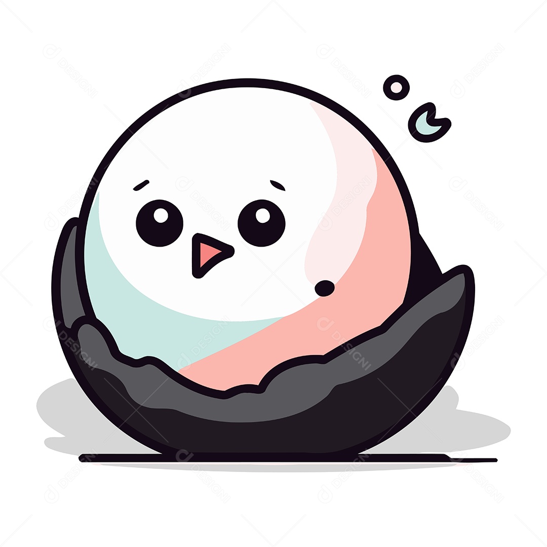 Pássaro de Desenho Animado em Casca de Ovo Ilustração Vetor EPS