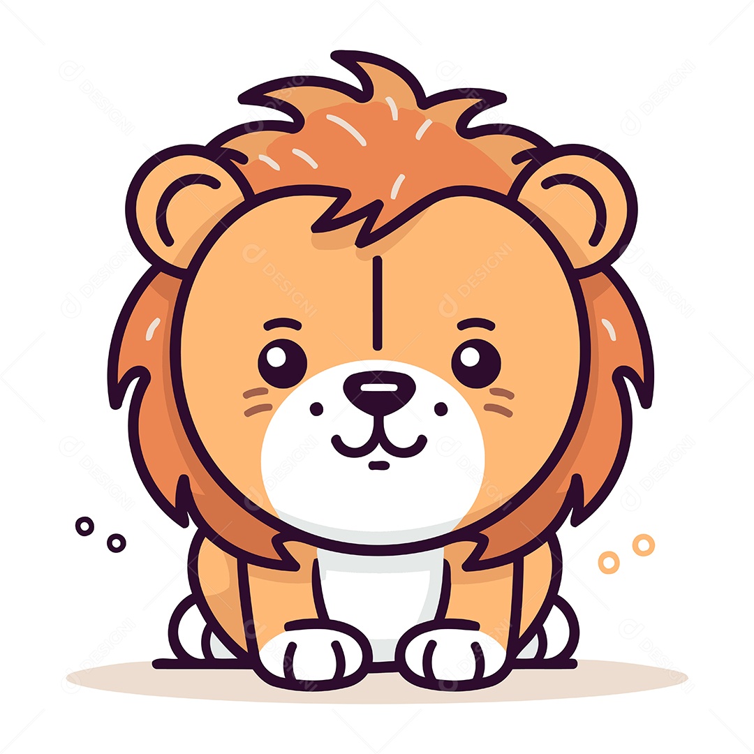 Leão Fofo de Desenho Animado Ilustração Vetor EPS