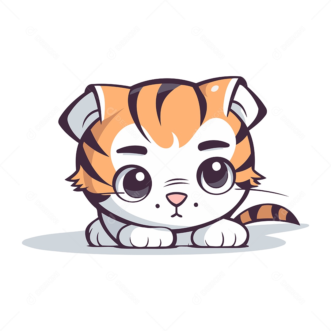 Filhote de Tigre Desenho Animado Ilustração Vetor EPS