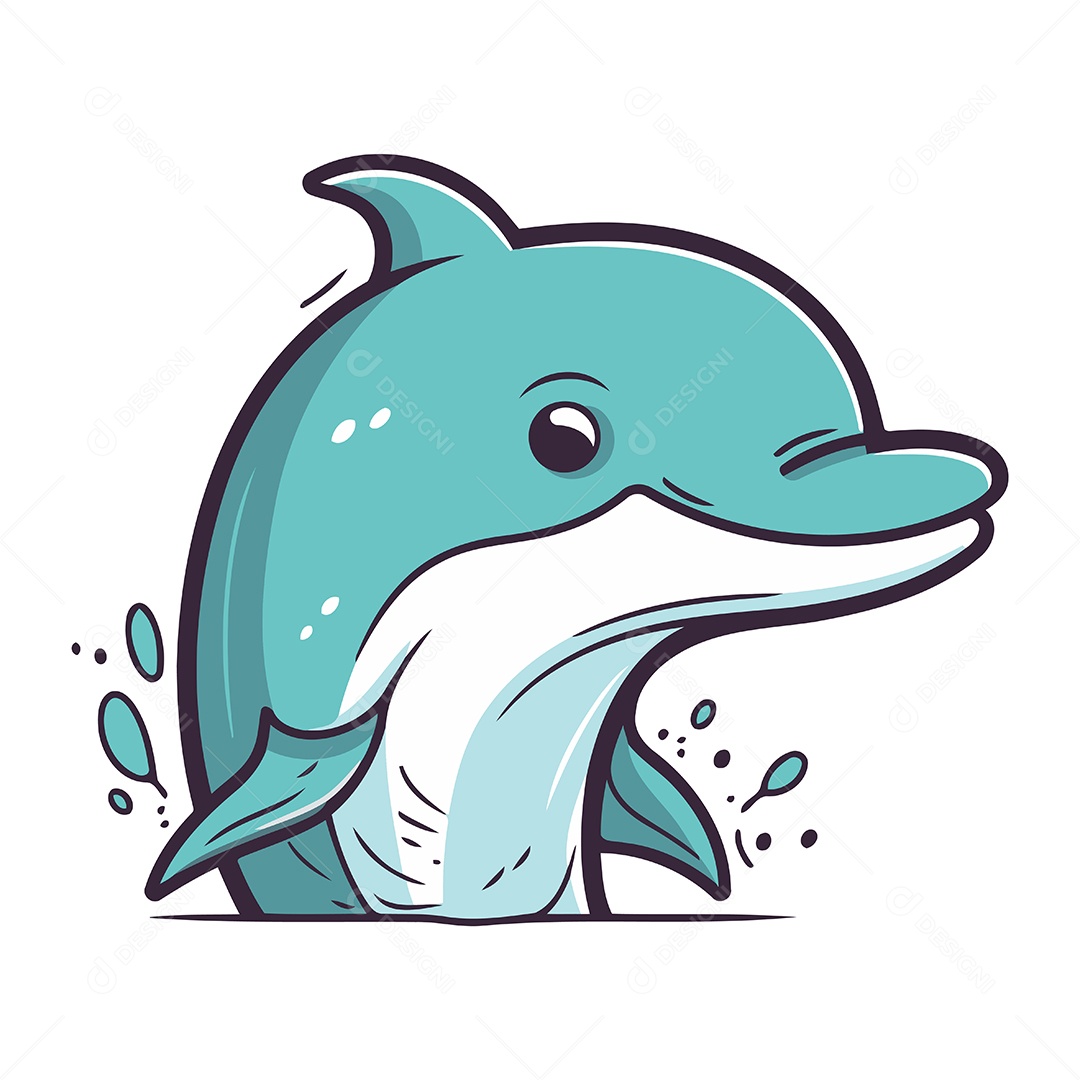Golfinho de Desenho Animado Ilustração Vetor EPS