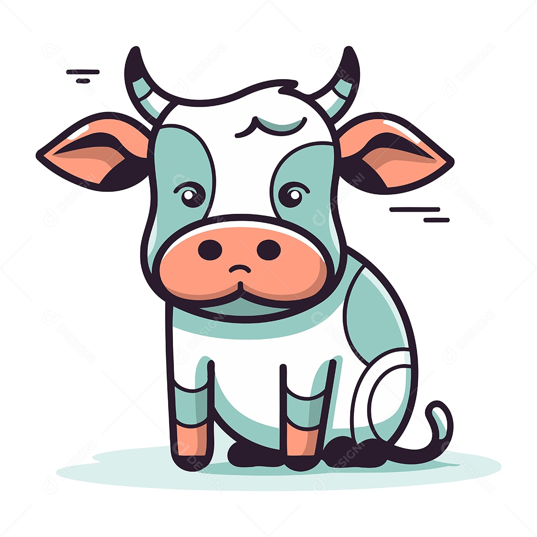 Vaca de Desenho Animado Ilustração Vetor EPS