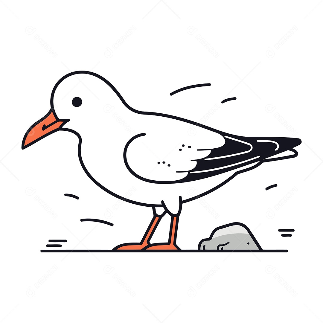 Gaivota de Desenho Animado Ilustração Vetor EPS
