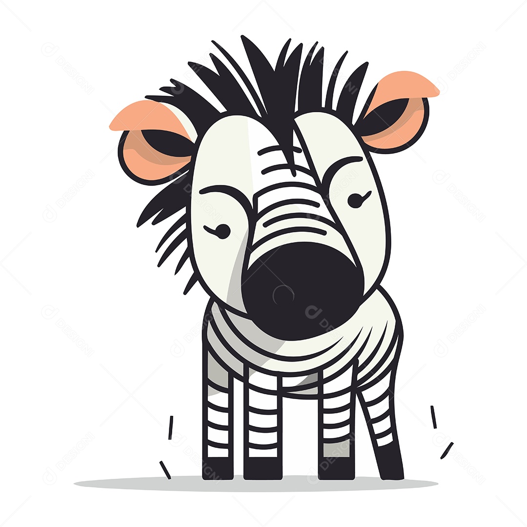 Zebra de Desenho Animado Ilustração Vetor EPS