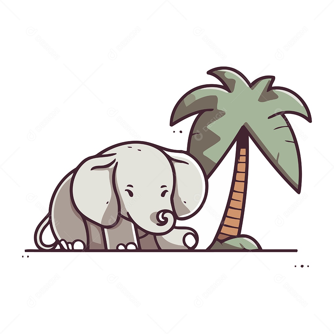 Elefante de Desenho Animado Ilustração Vetor EPS