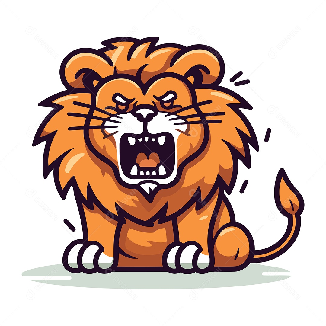Leão de Desenho Animado Ilustração Vetor EPS