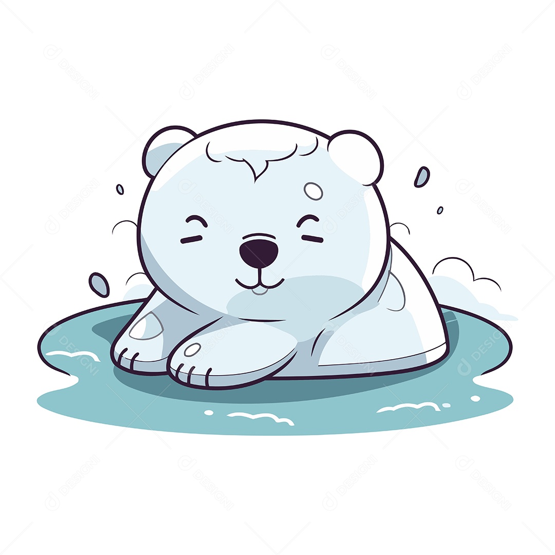 Urso Polar Fofo Dormindo Ilustração Vetor EPS