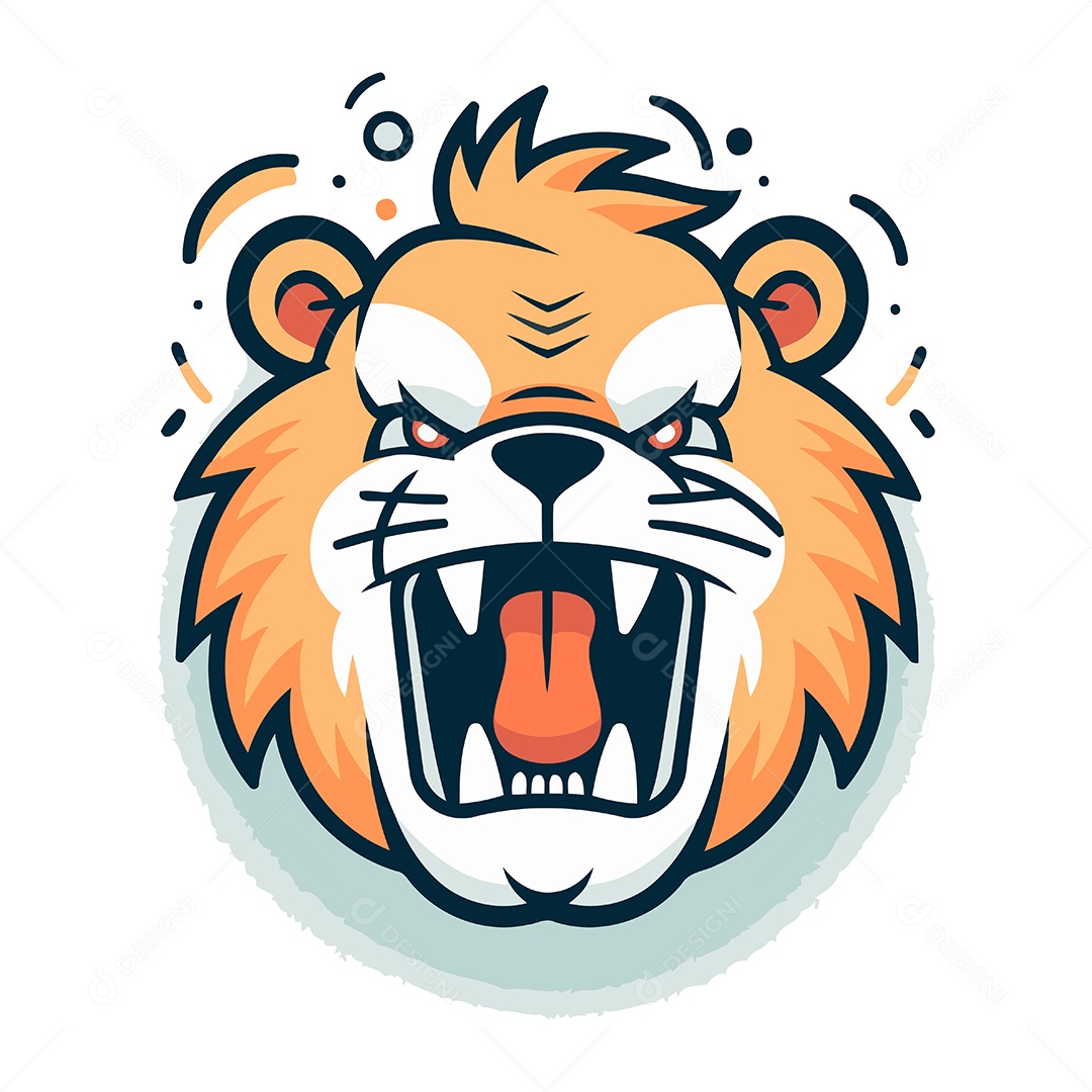 Cabeça de Leão Desenho Animado Ilustração Vetor EPS
