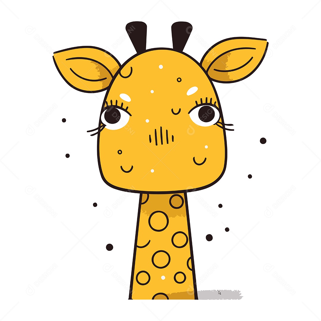 Cabeça de Girafa Desenho Animado Ilustração Vetor EPS