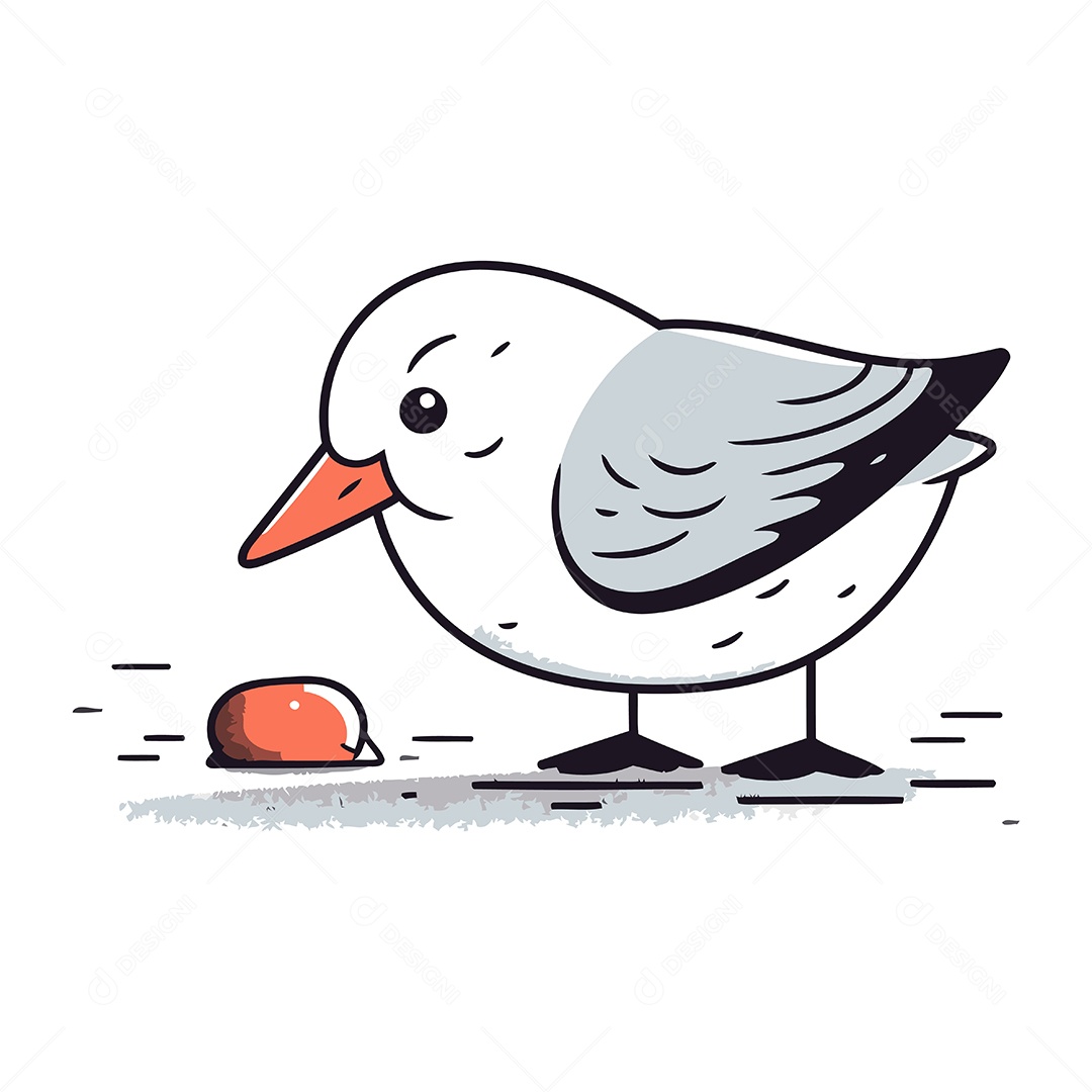 Gaivota Fofa de Desenho Animado Ilustração Vetor EPS