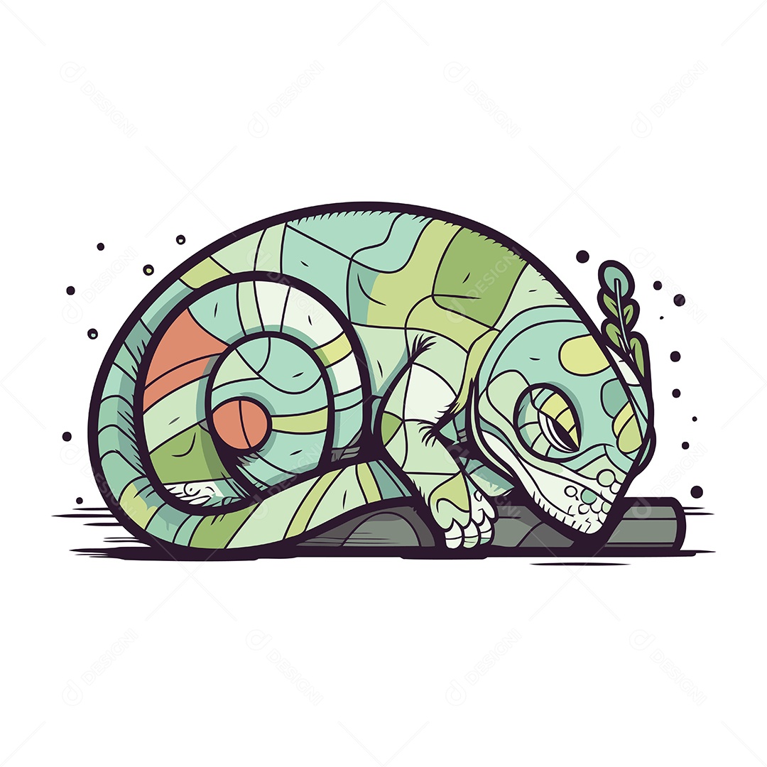 Camaleão de Desenho Animado Ilustração Vetor EPS