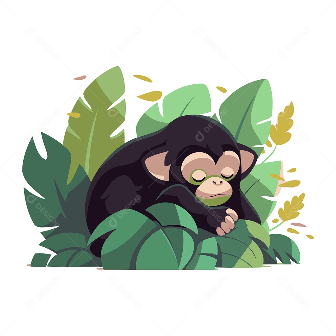 Chimpanzé de Desenho Animado Ilustração Vetor EPS
