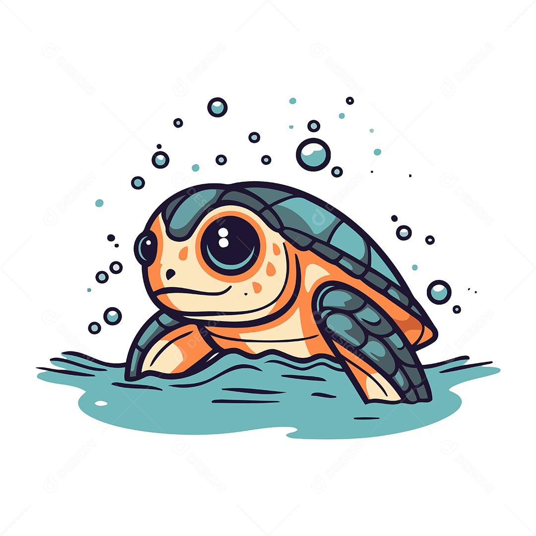 Tartaruga de Desenho Animado Ilustração Vetor EPS