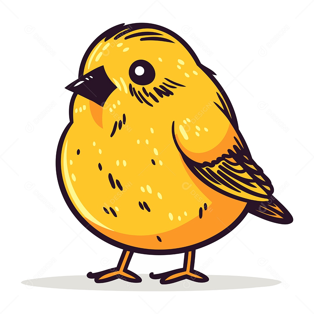 Passarinho Amarelo Fofo Ilustração Vetor EPS
