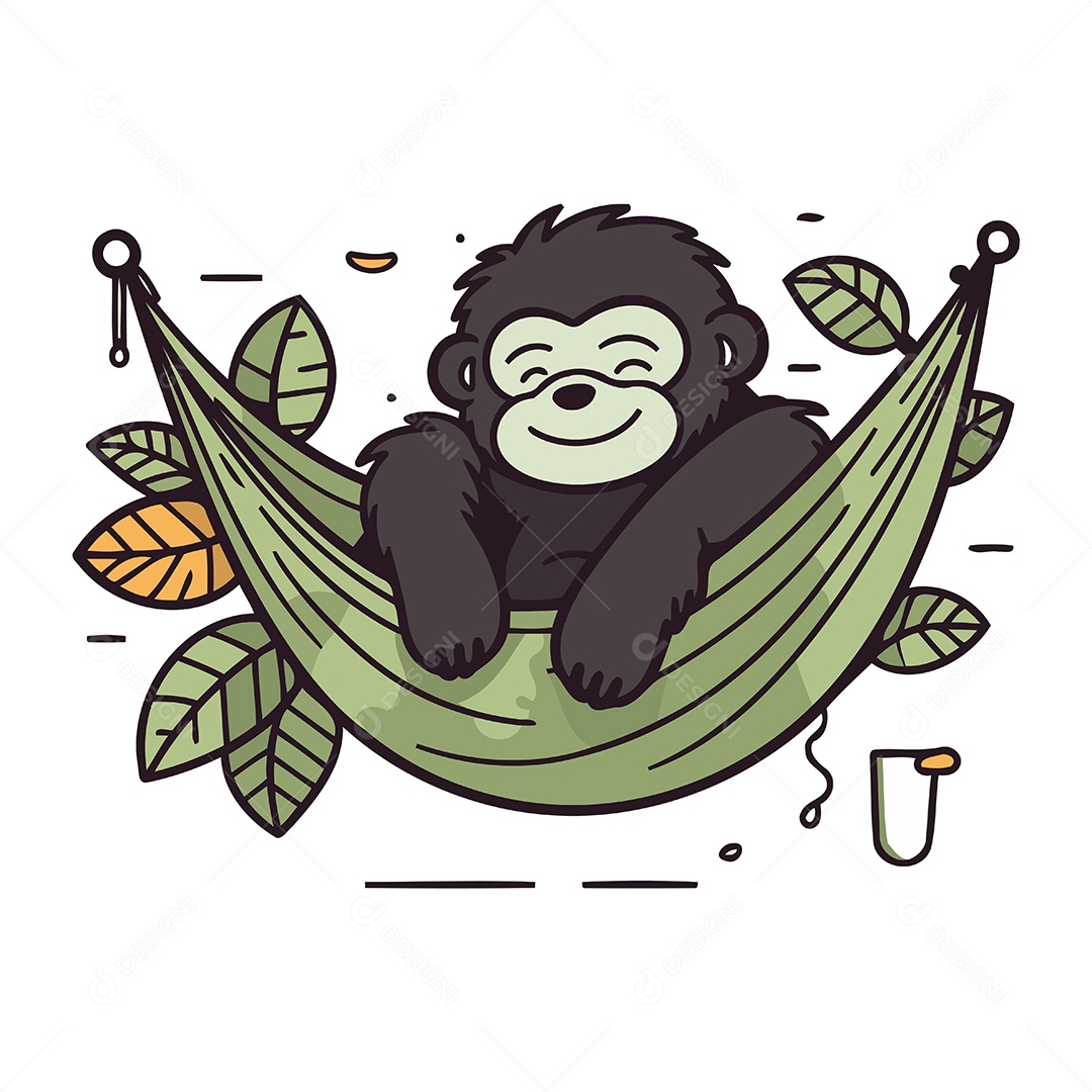 Chimpanzé em Uma Rede Ilustração Vetor EPS