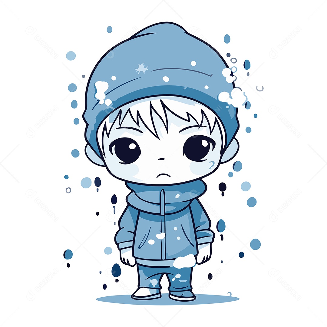 Menino Bonitinho com Roupa de Inverno Ilustração Vetor EPS