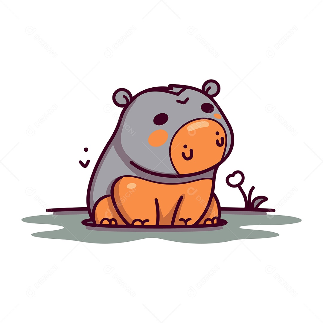 Hipopótamo de Desenho Animado Ilustração Vetor EPS