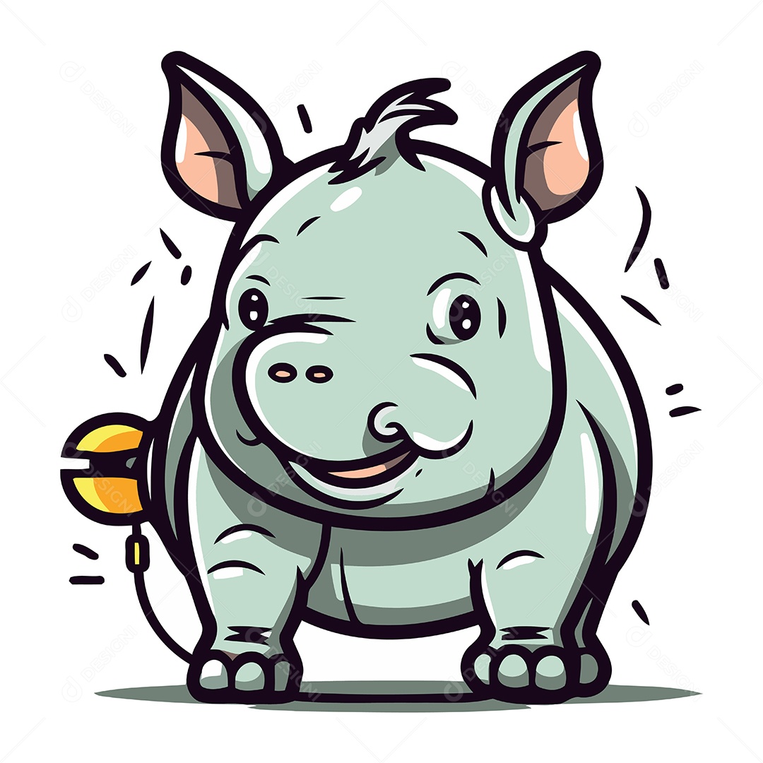 Rinoceronte de Desenho Animado Ilustração Vetor EPS