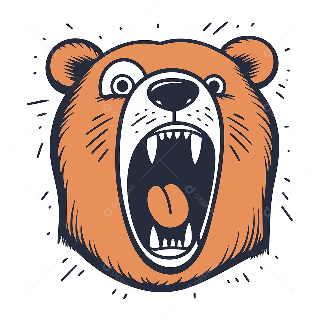 Cabeça de Urso Desenho Animado Ilustração Vetor EPS