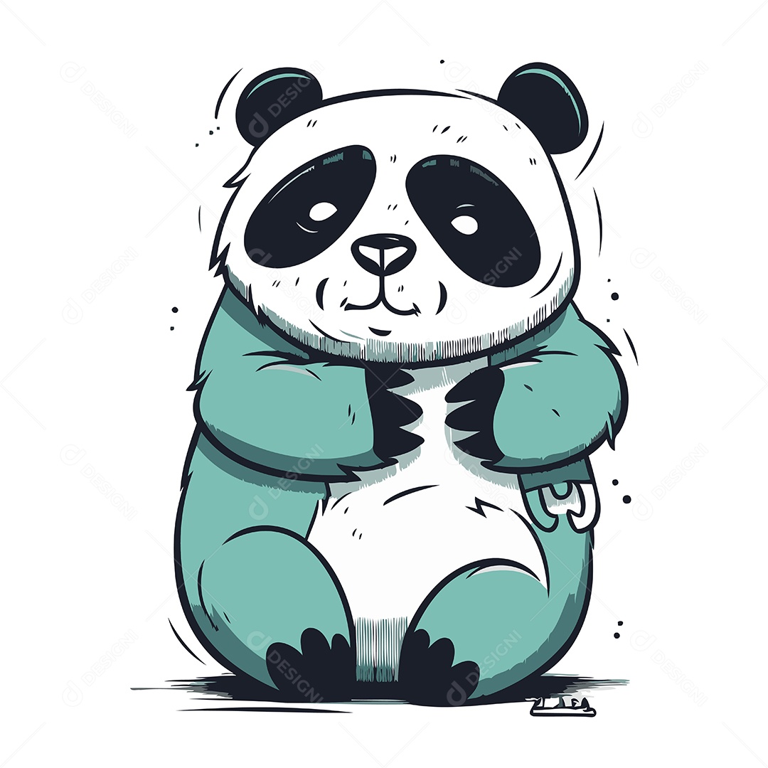 Panda Fofo de Desenho Animado Ilustração Vetor EPS