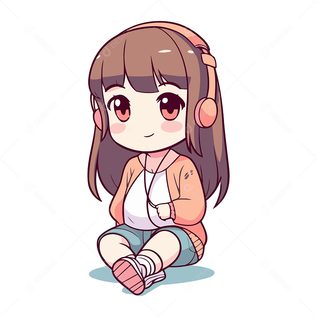 Menina Bonitinha de Desenho Animado Ilustração Vetor EPS