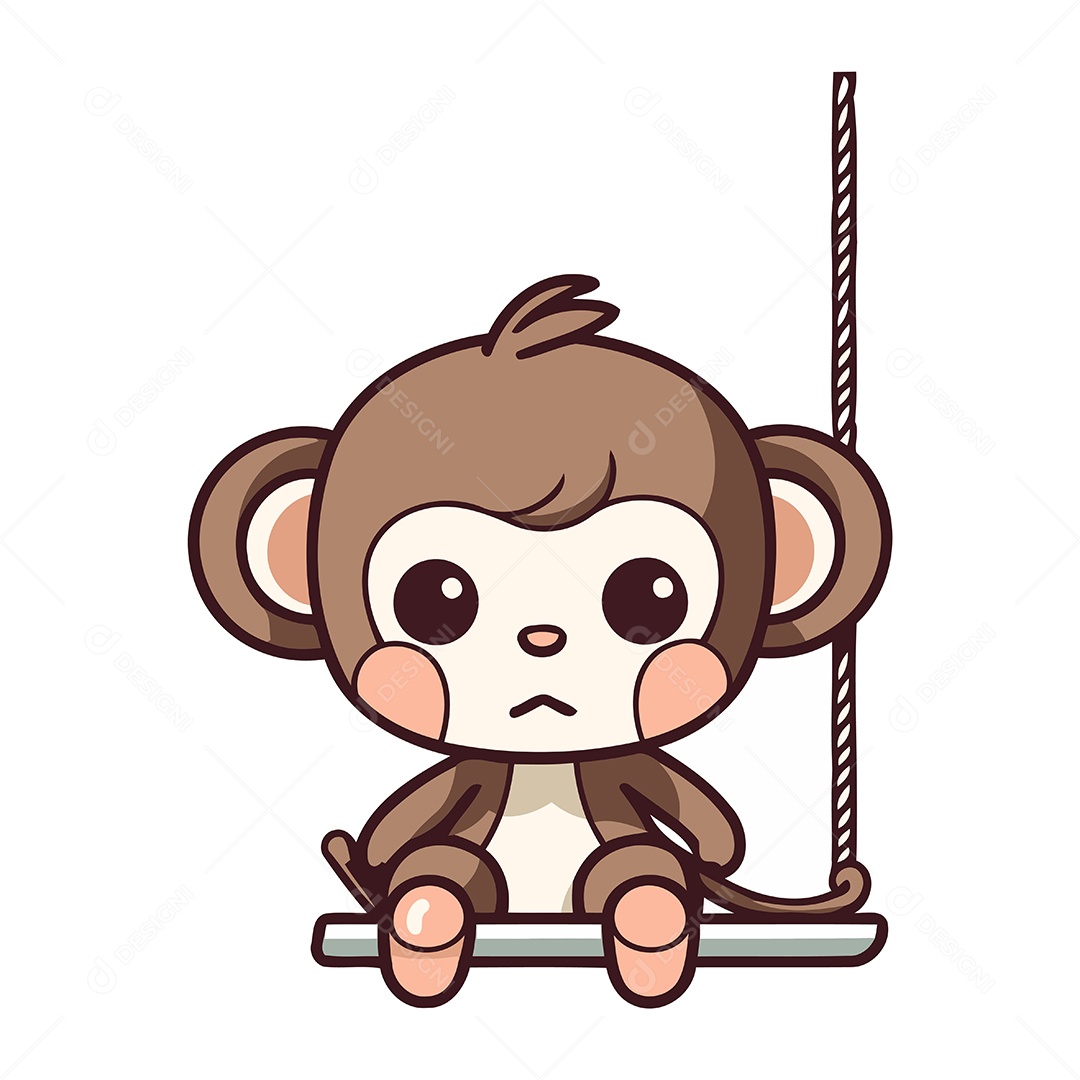 Macaco Fofo em Um Balanço Ilustração Vetor EPS