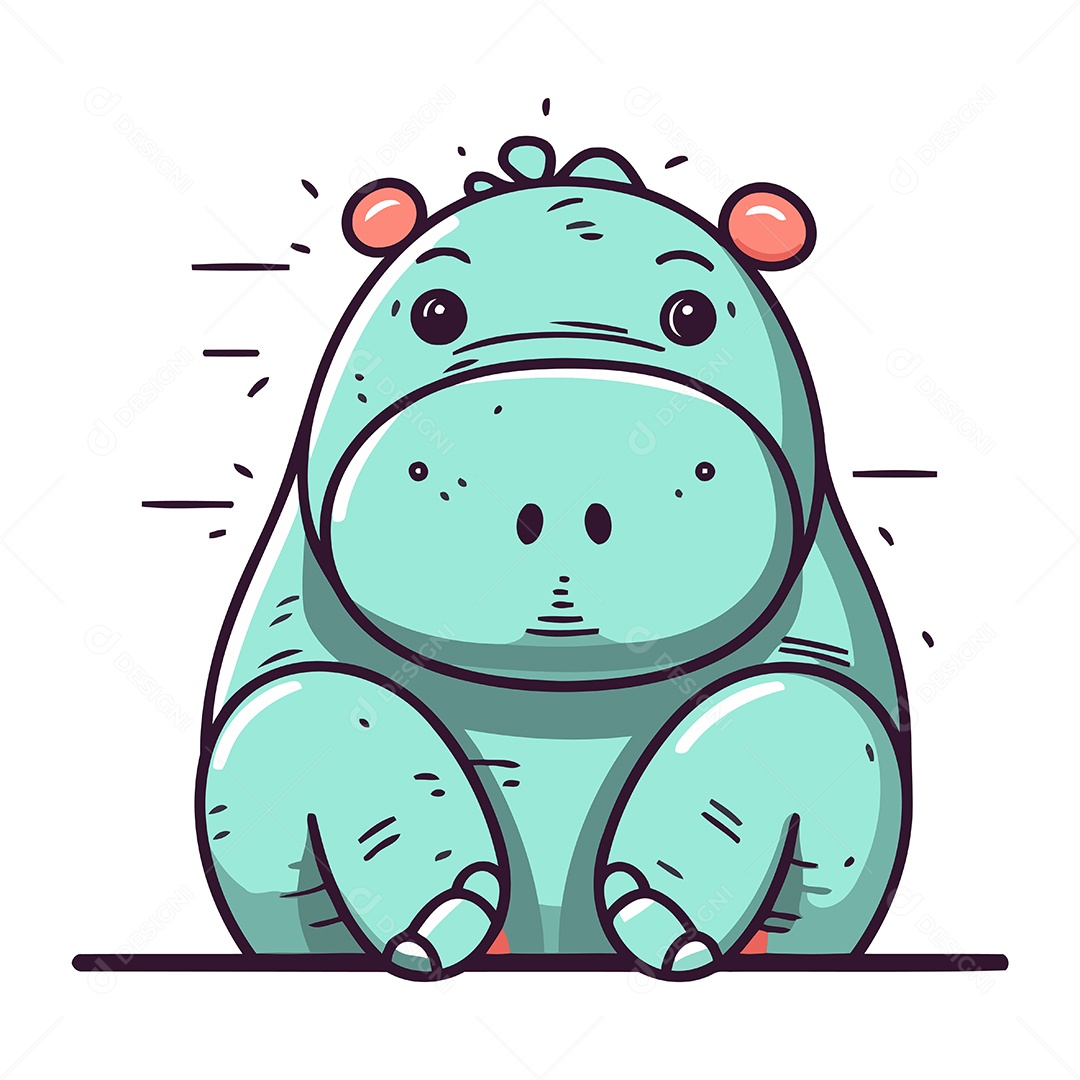 Hipopótamo de Desenho Animado Ilustração Vetor EPS