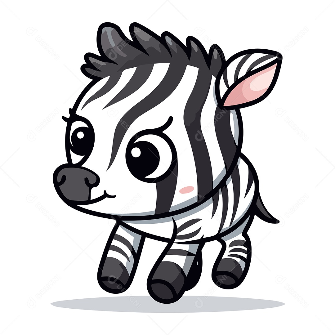 Zebra Fofa de Desenho Animado Ilustração Vetor EPS