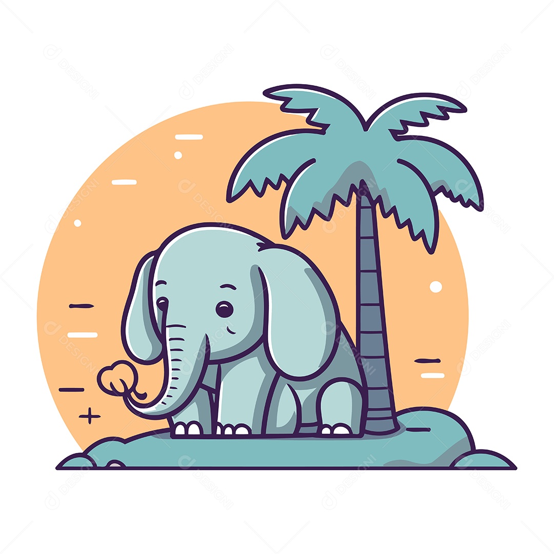 Elefante de Desenho Animado Ilustração Vetor EPS