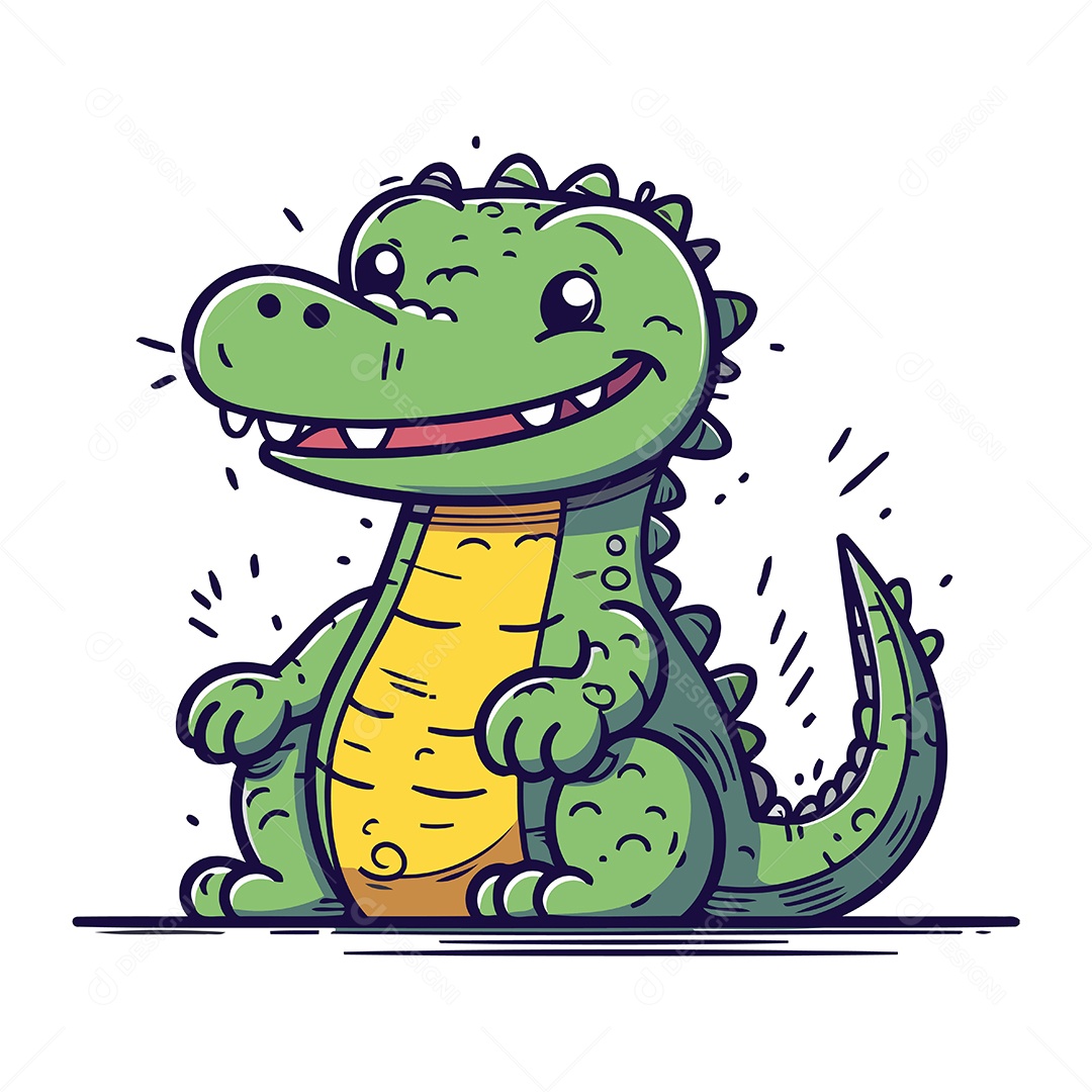 Crocodilo Fofo de Desenho Animado Ilustração Vetor EPS