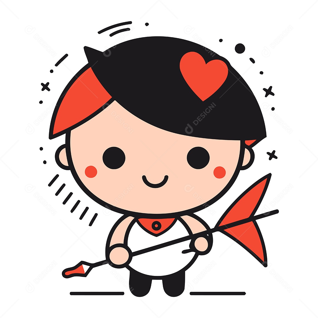 Menino Fofo com Arco e Flecha Ilustração Vetor EPS