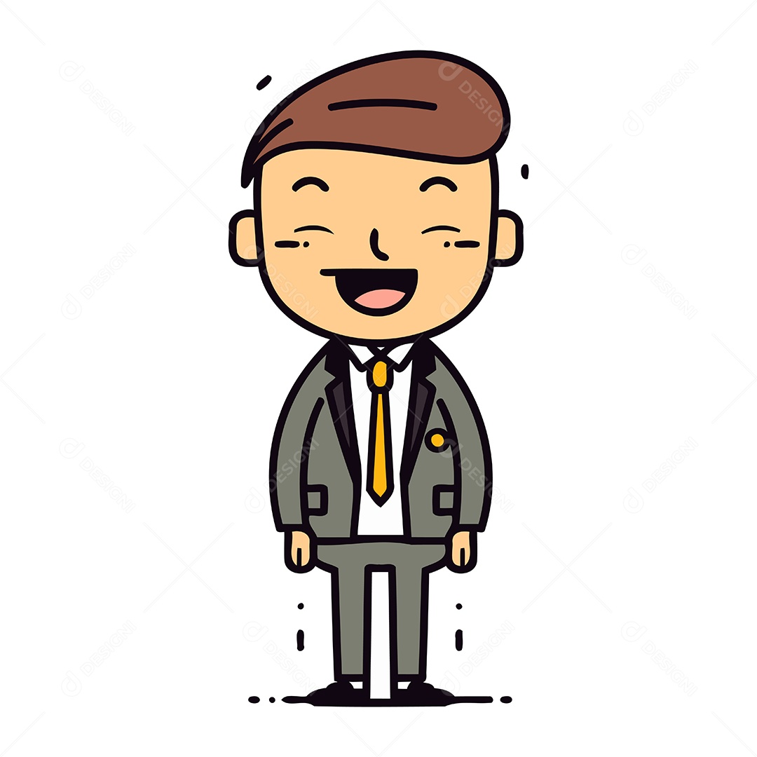 Empresário Sorridente de Desenho Animado Ilustração Vetor EPS